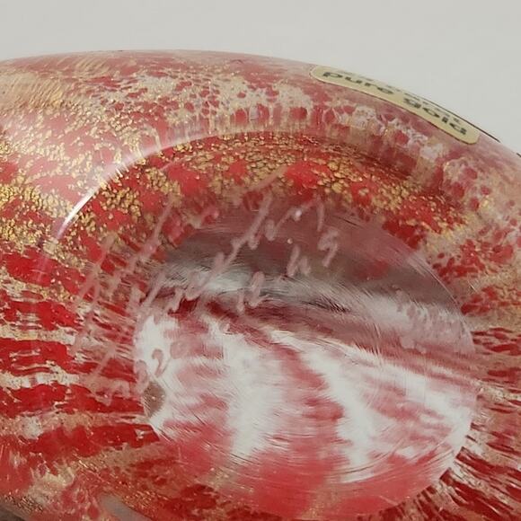 Marcolin Art Crystal Pink Fish w/ 24K Gold Paperweight Made In Italy - Picture 5 of 7